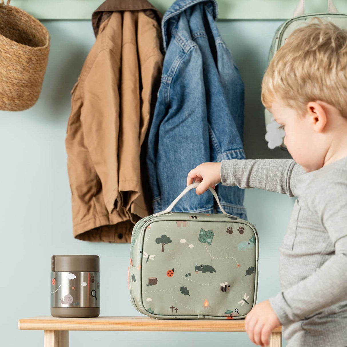 DonebyDeer Green Tiny Trails Tiny Insulated Lunch Veske