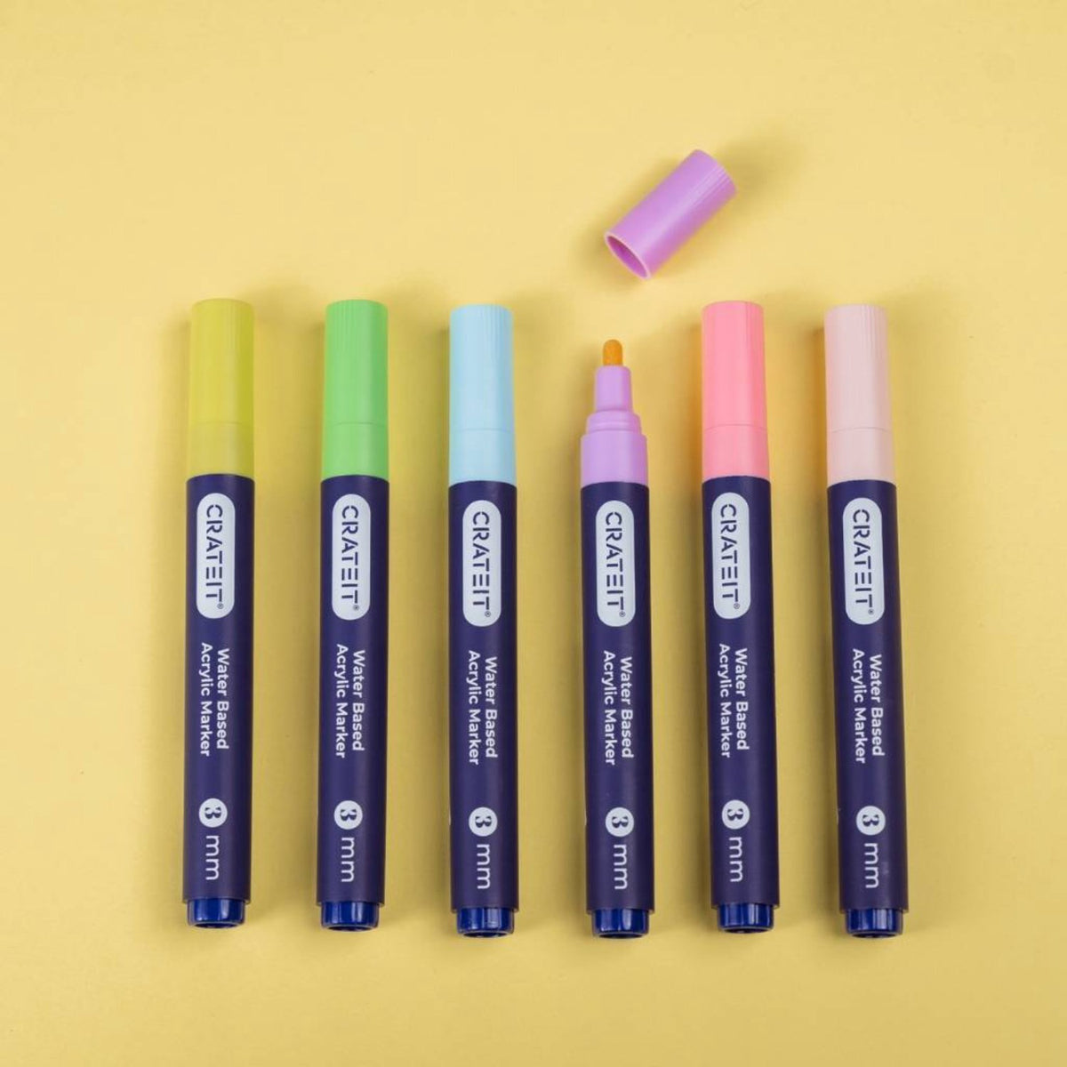 Crateit Pastel Markører 3mm 6 Pakke