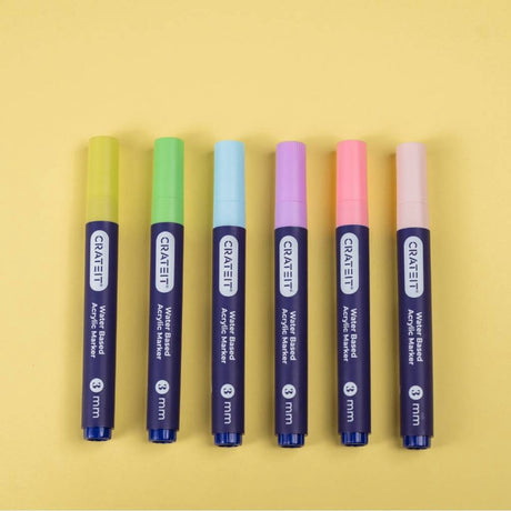 Crateit Pastel Markører 3mm 6 Pakke