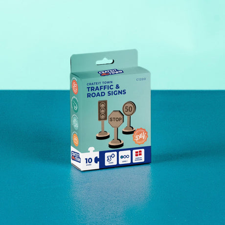 Crateit Town Wooden Leketøy Traffic & Road Signs Pakke