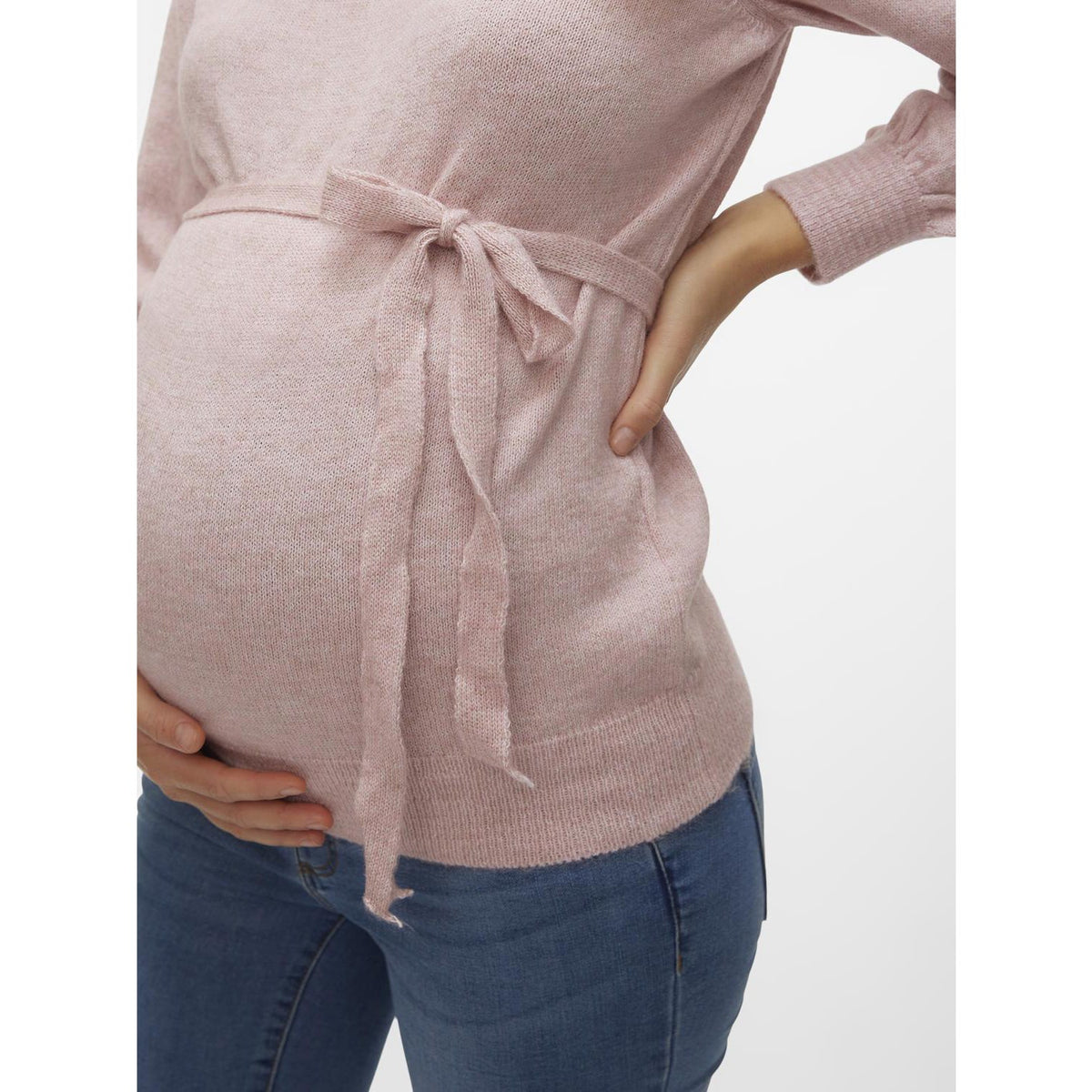 Mama;licious Misty Rose Melange Mlnewanne L/S Strikk Topp A.