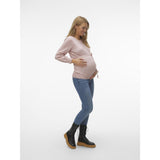 Mama;licious Misty Rose Melange Mlnewanne L/S Strikk Topp A.