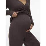 Mama;licious Chocolate Brown Melange Mlkira Wide Jrs Bukser Hw