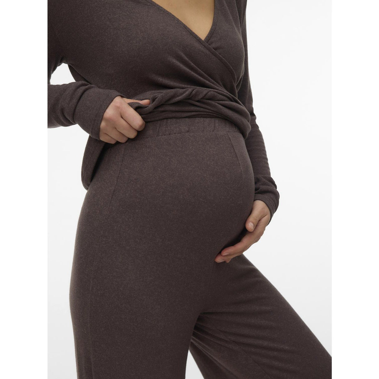 Mama;licious Chocolate Brown Melange Mlkira Wide Jrs Bukser Hw