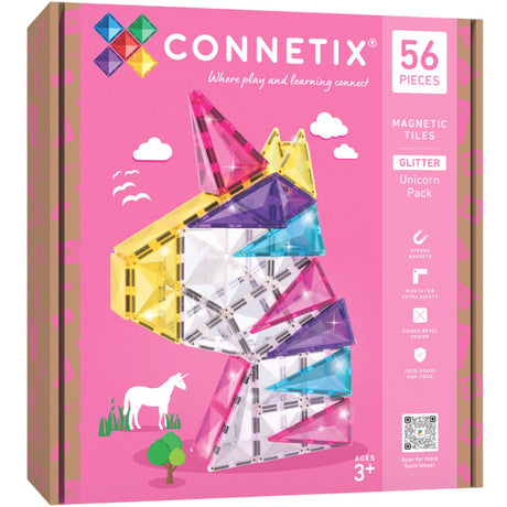 Connetix Multicolour Glitter Enhjørning Pakke 56 Pcs
