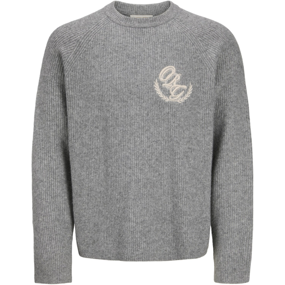 Jack & Jones Junior Light Grey Melange Jorfrederiksberg Strikk Emb Cn Sn Jnr