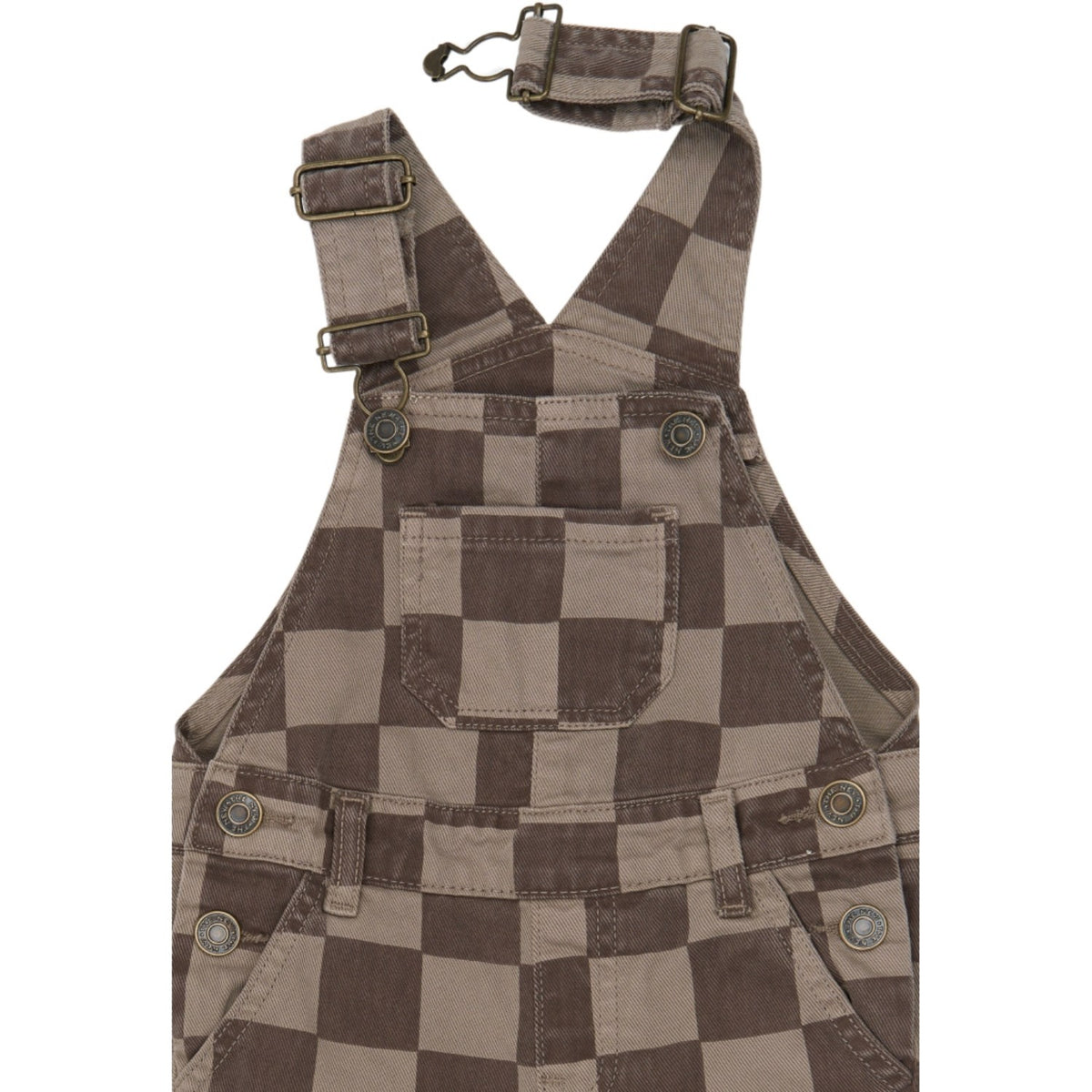 THE NEW Siblings Taupe Gray Check Tn Tnstvondell Denim Dungarees