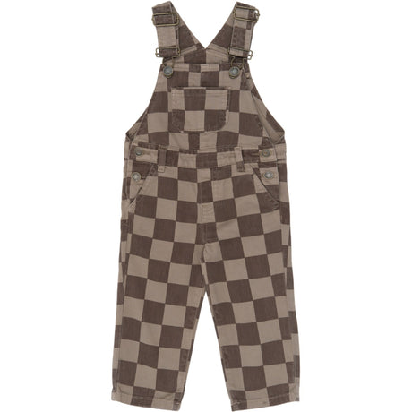 THE NEW Siblings Taupe Gray Check Tn Tnstvondell Denim Dungarees