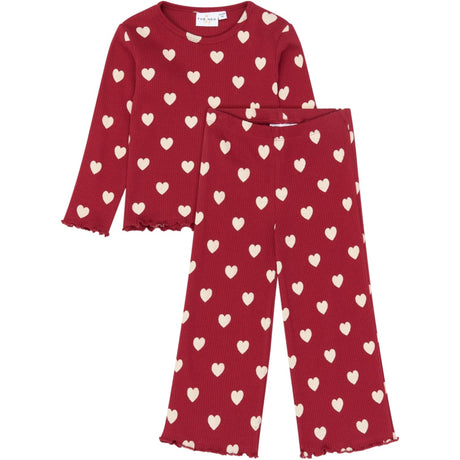 THE NEW Siblings Rio Red AOP Tn Tnstholiday Red Heart Rib Night Sett
