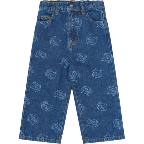 THE NEW Siblings Medium Blue Denim AOP Tnstyale Baggy Fit Jeans