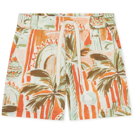 Les Deux Kids Raw Sienna Orange Palm AOP Shorts KIDS