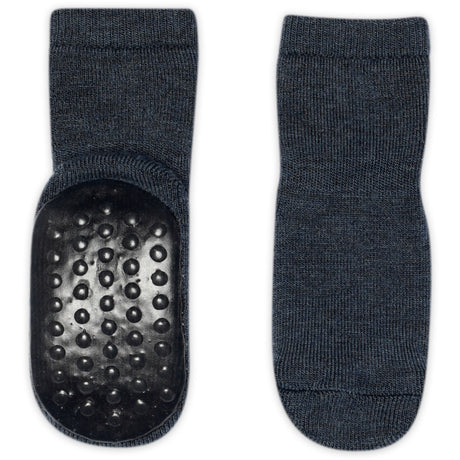 Gobabygo Dark Denim Melange Ull Strømper Anti-Slip