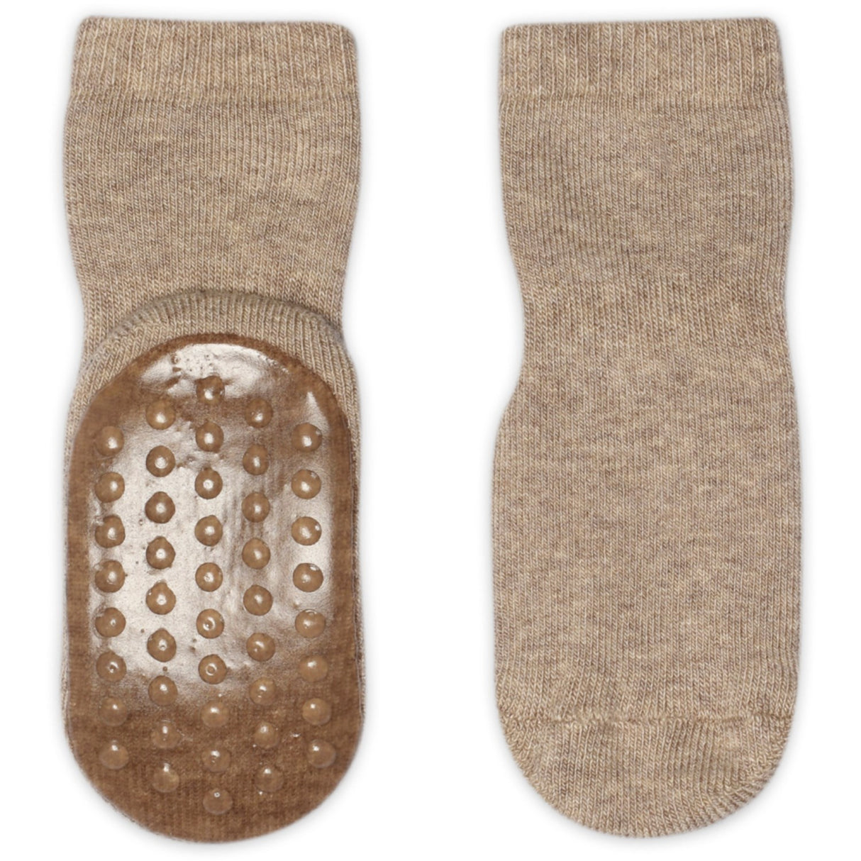 Gobabygo Light Brown Melange Bomull Strømper Anti-Slip