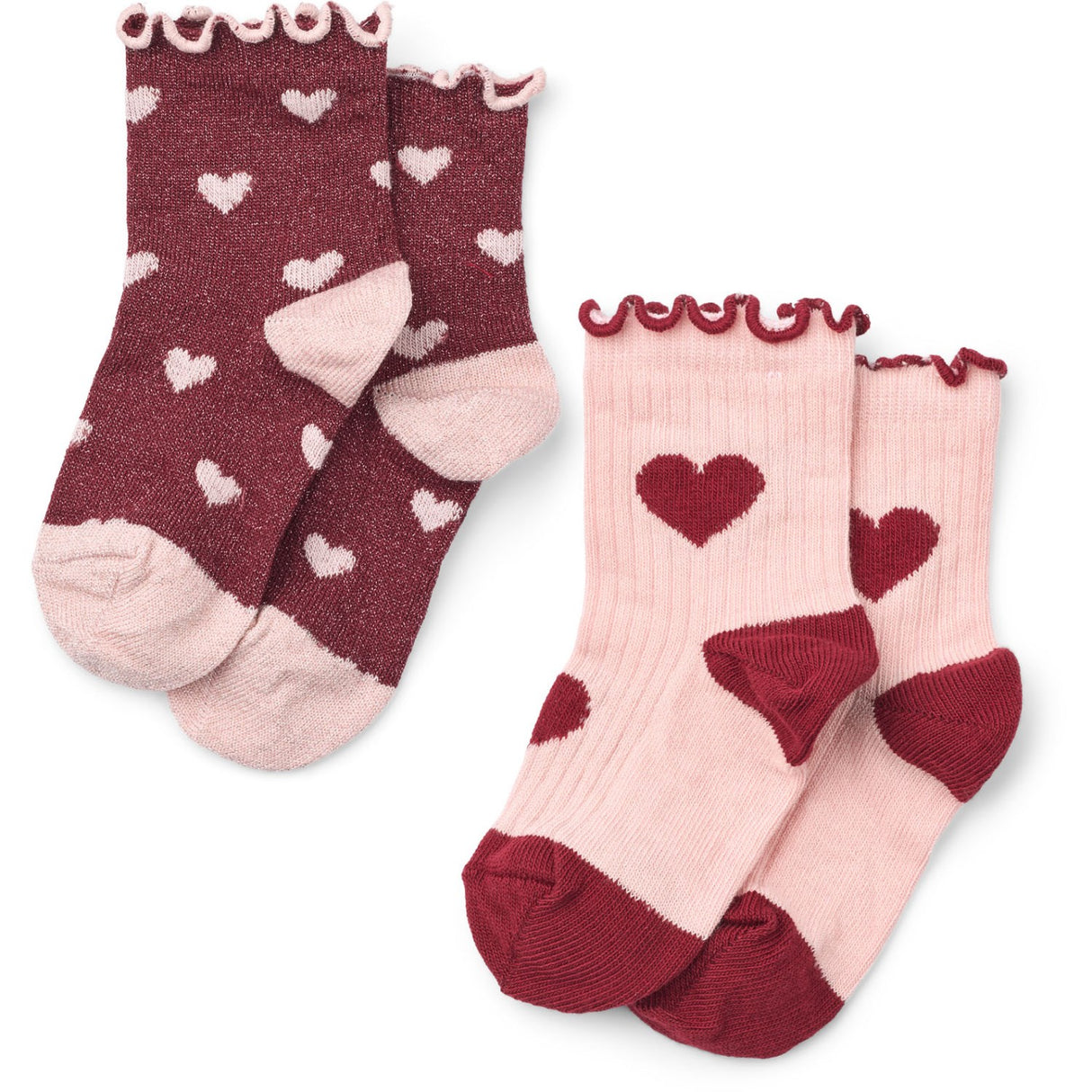 Flöss Cranberry Heart Mix 2-Pack Vigga Strømper 2-Pakning