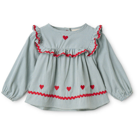 Flöss Light Blue Gingham Ellis Bluse