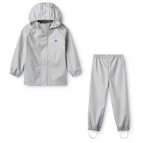 Flöss Light Blue Gingham Dew Regntøy Sett