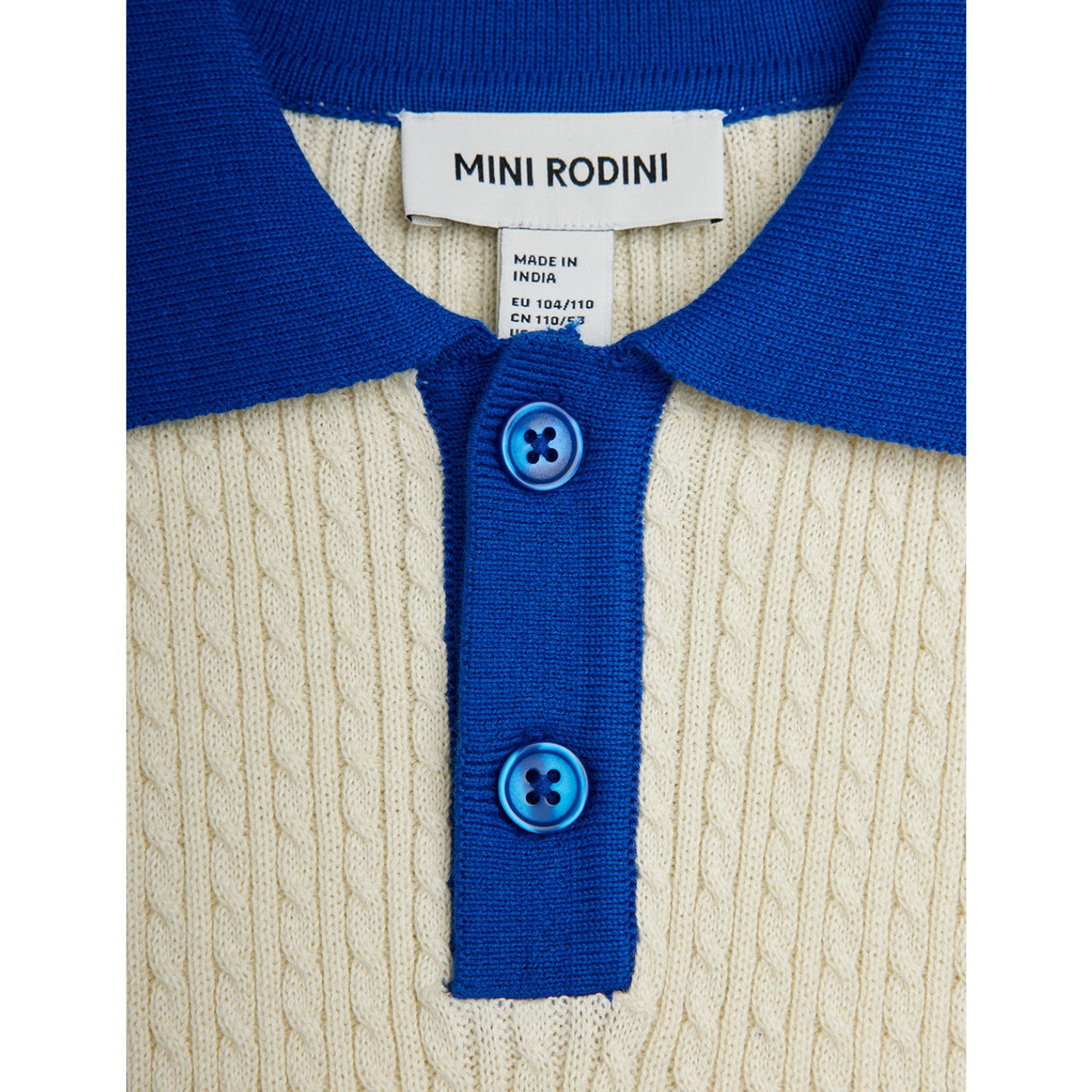 Mini Rodini Off-White Cable Strikk Polo Skjorte
