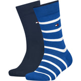Tommy Hilfiger Bright Blue Kids Strømper 2-Pakning Breton Stripe