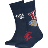 Tommy Hilfiger Navy Kids Strømper 2-Pakning College Patch