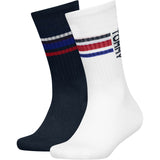 Tommy Hilfiger White Kids Strømper 2-Pakning Sport Stripe Tommy