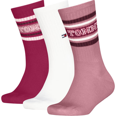 Tommy Hilfiger Pink Kids Strømper 3-Pakning Varsity Tommy