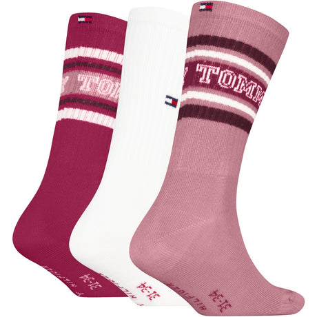 Tommy Hilfiger Pink Kids Strømper 3-Pakning Varsity Tommy