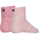 Tommy Hilfiger Light Pink Baby Strømper 2-Pakning Letters