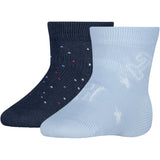 Tommy Hilfiger Light Blue Baby Strømper 2-Pakning Letters