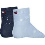 Tommy Hilfiger Light Blue Baby Strømper 2-Pakning Letters