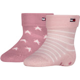 Tommy Hilfiger Light Pink Baby Strømper 2-Pakning Fold Over Abs