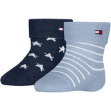 Tommy Hilfiger Light Blue Baby Strømper 2-Pakning Fold Over Abs