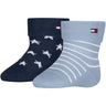 Tommy Hilfiger Light Blue Baby Strømper 2-Pakning Fold Over Abs