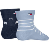 Tommy Hilfiger Light Blue Baby Strømper 2-Pakning Fold Over Abs