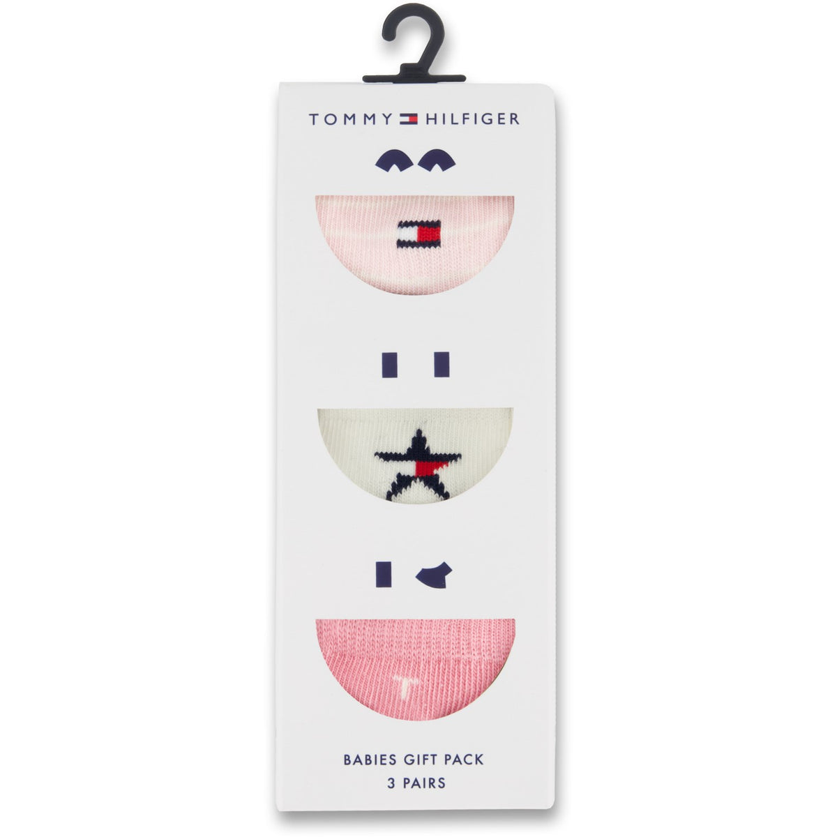 Tommy Hilfiger Light Pink Baby Strømper 3-Pakning Giftbox Stars & Stripes