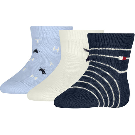 Tommy Hilfiger Light Blue Baby Strømper 3-Pakning Giftbox Stars & Stripes