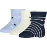 Tommy Hilfiger Light Blue Baby Strømper 3-Pakning Giftbox Stars & Stripes
