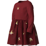 Name It Red Dahlia Reindeer Nmfveross Ls Tyll Kjole