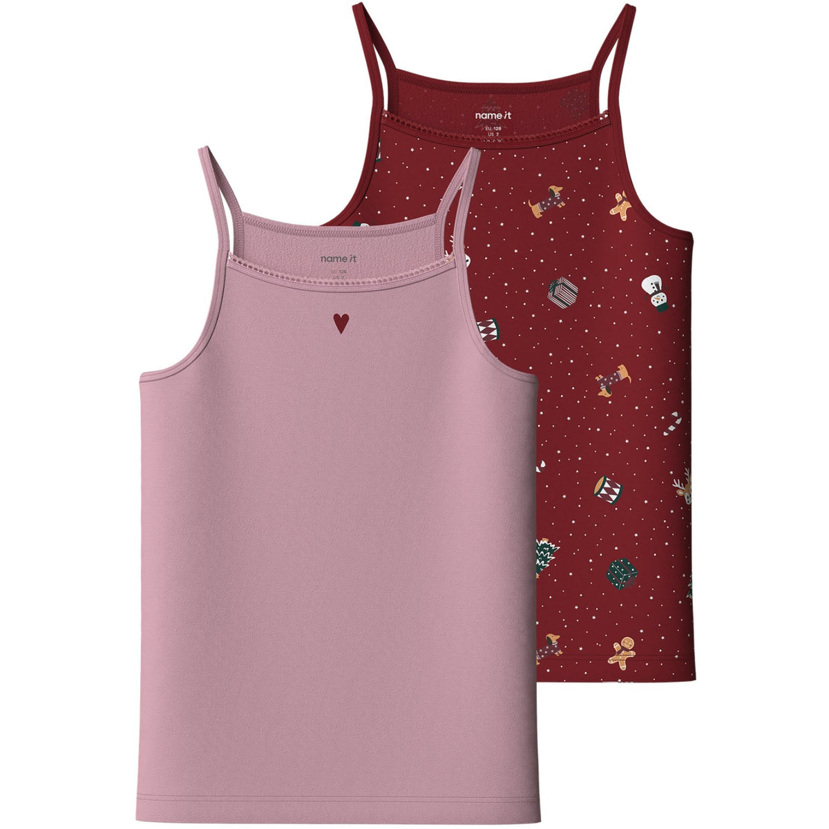 Name It Red Dahlia Nkfvismas 2-Pakning Stropp Topp Giftpack