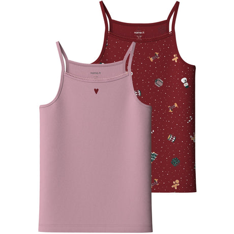 Name It Red Dahlia Nkfvismas 2-Pakning Stropp Topp Giftpack