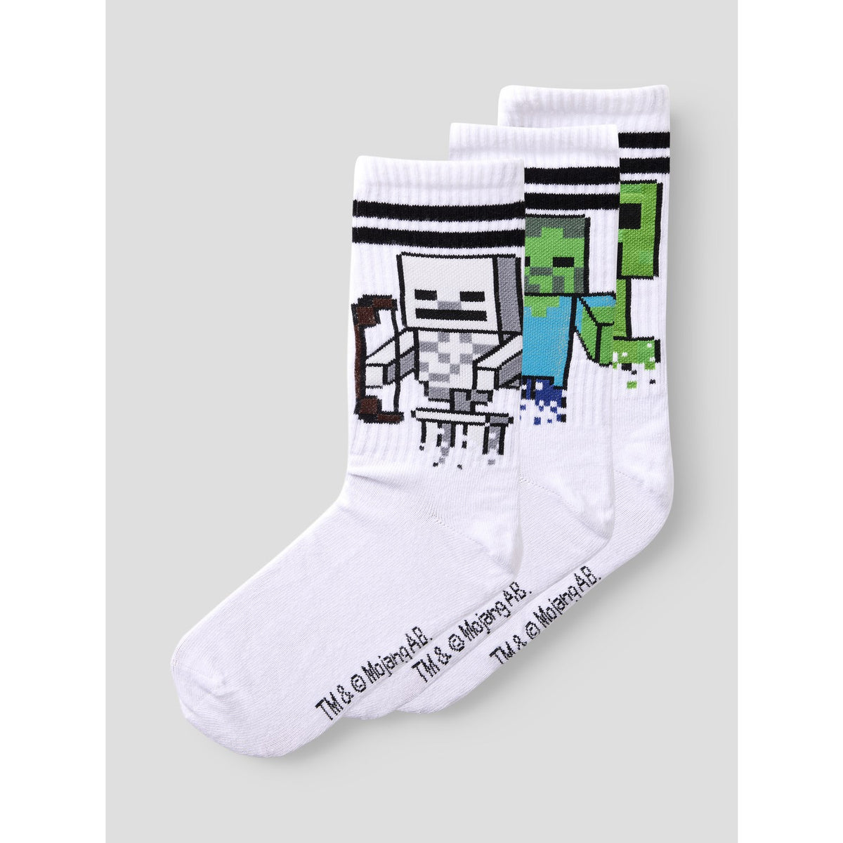 Name It Bright White Nkmnihat Minecraft 3-Pakning Strømper Bfu