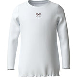 Name It Bright White Bow Embroidery Nkfvemma Glitter Ls Slim Topp