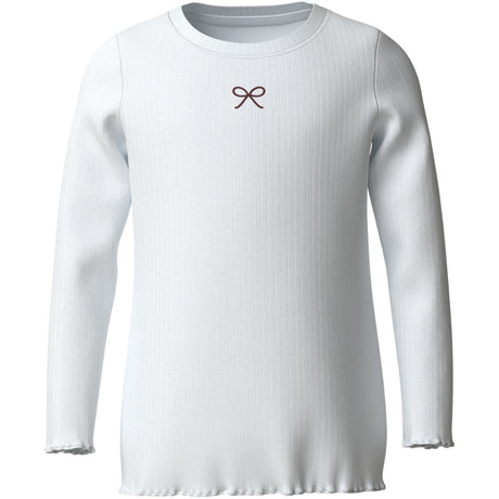 Name It Bright White Bow Embroidery Nkfvemma Glitter Ls Slim Topp