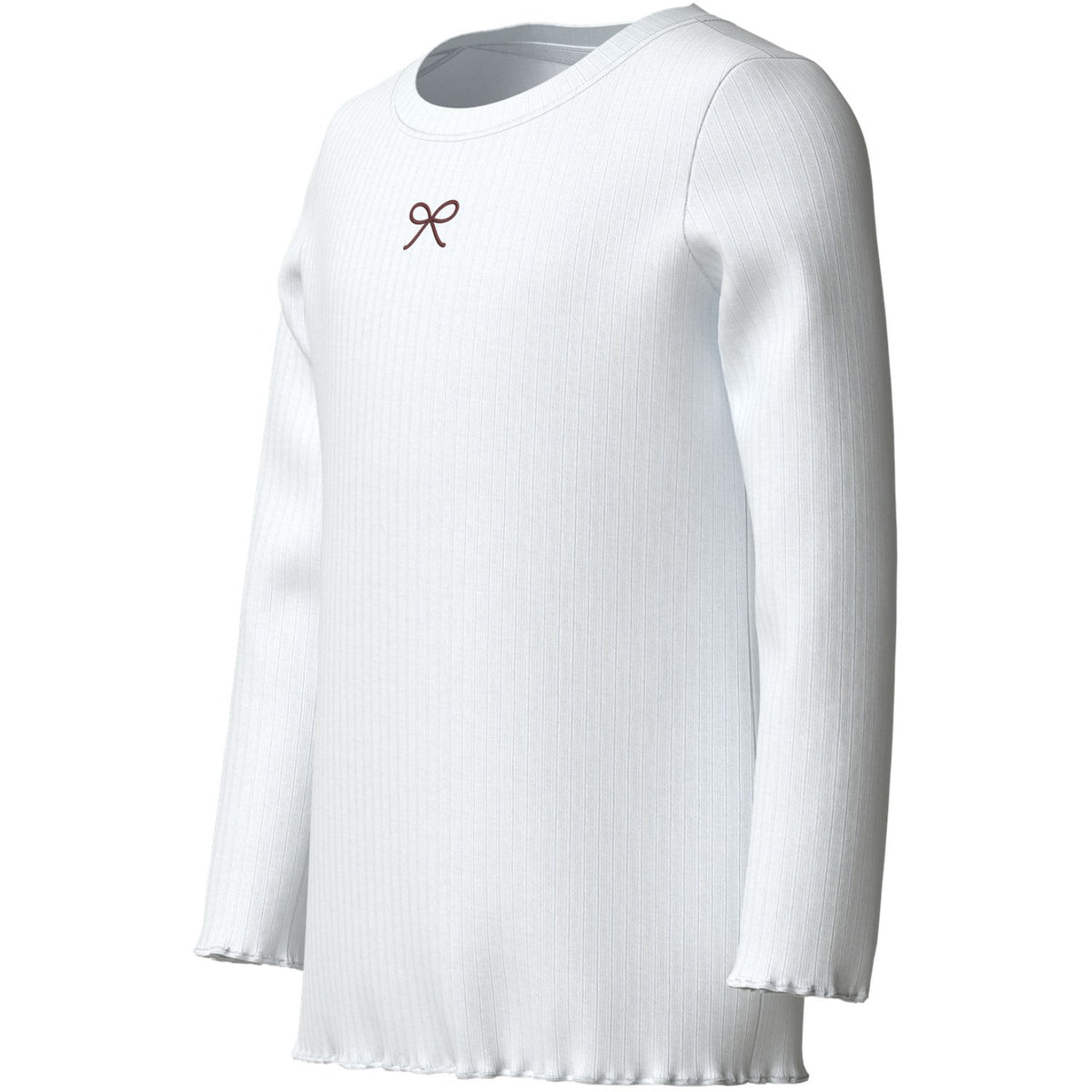 Name It Bright White Bow Embroidery Nkfvemma Glitter Ls Slim Topp