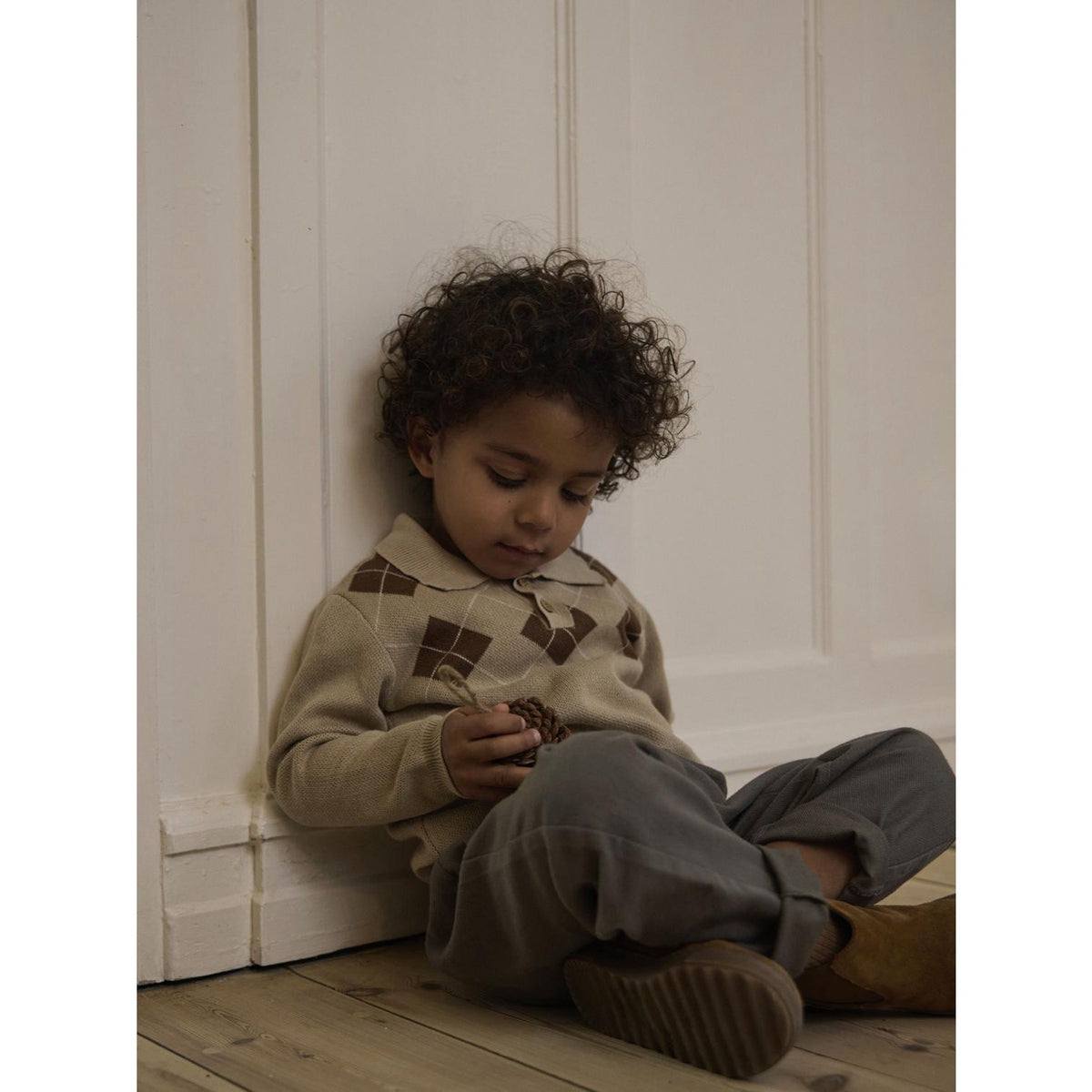 Lil'Atelier White Pepper Nmmronan Ls Strikk Polo Lil