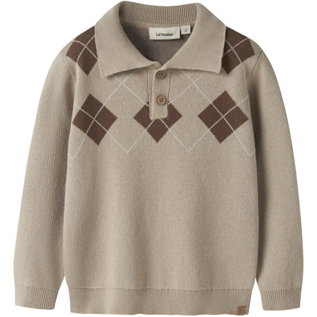 Lil'Atelier White Pepper Nmmronan Ls Strikk Polo Lil