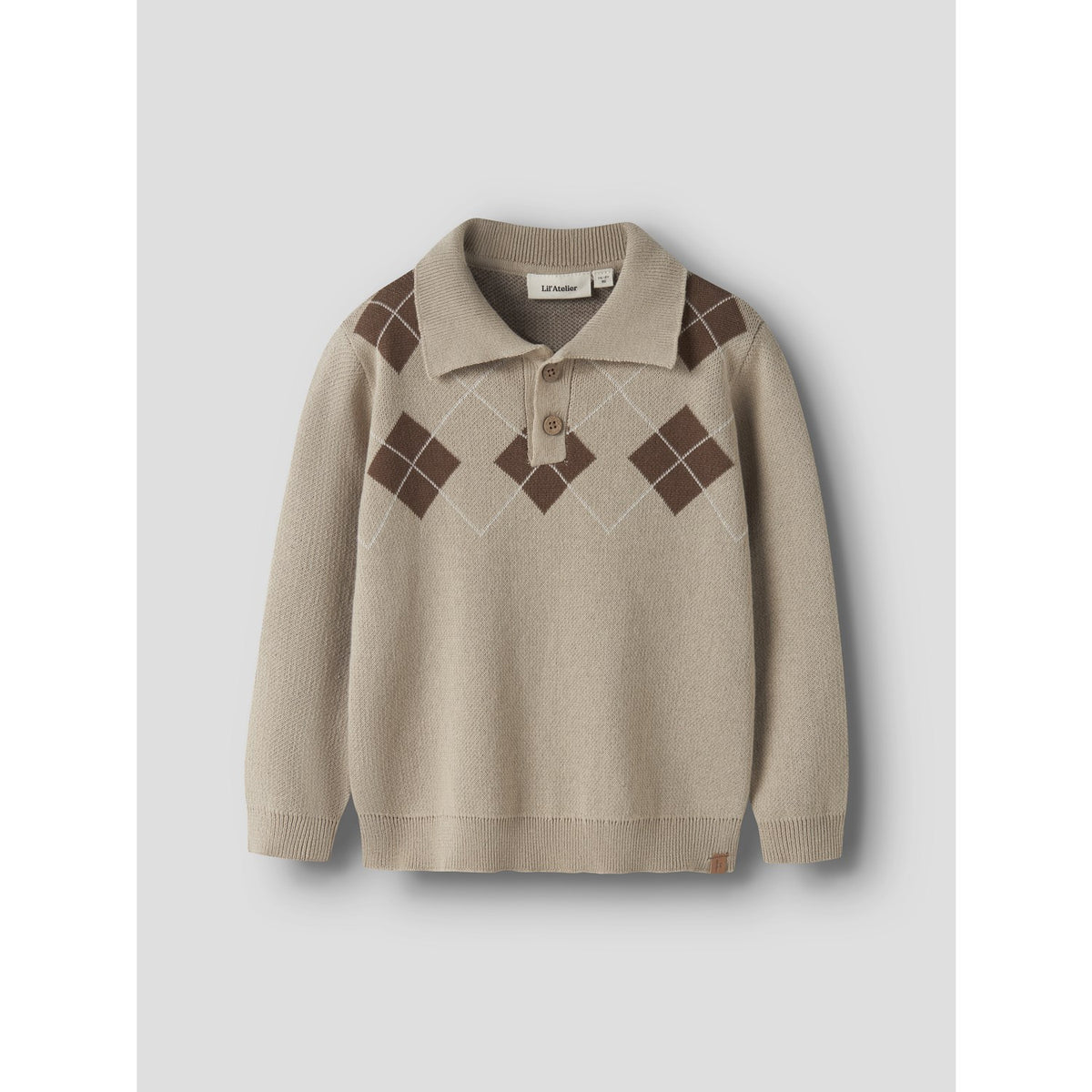 Lil'Atelier White Pepper Nmmronan Ls Strikk Polo Lil
