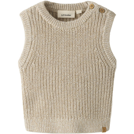 Lil'Atelier White Pepper Melange Nbmrokkos Strikk Vest Lil