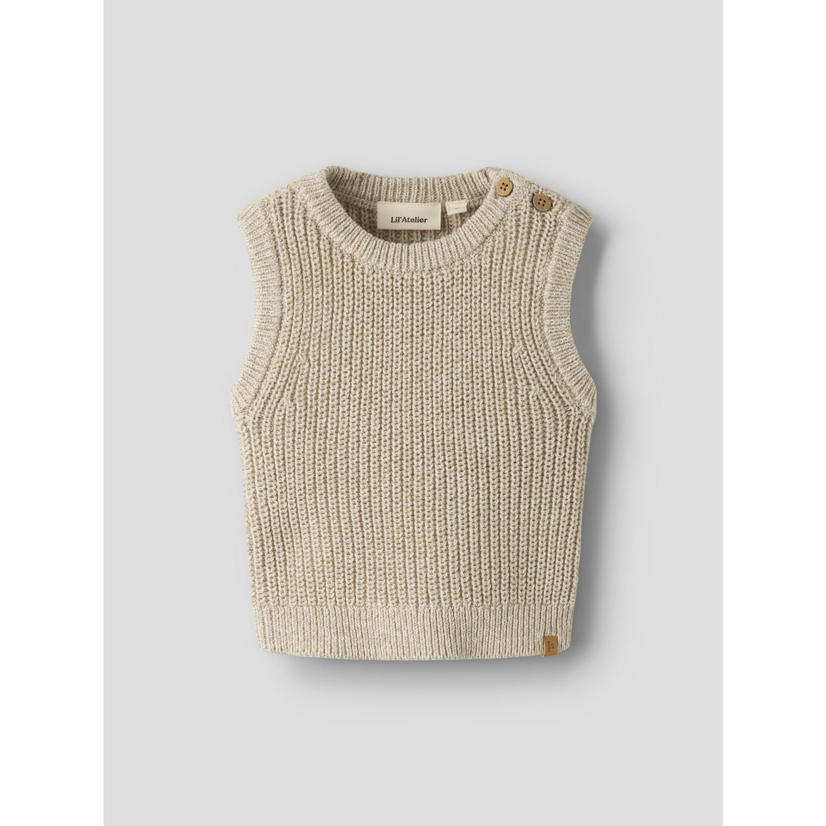 Lil'Atelier White Pepper Melange Nbmrokkos Strikk Vest Lil