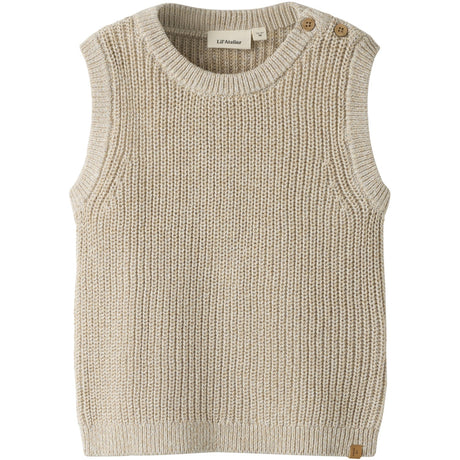 Lil'Atelier White Pepper Melange Nmmrokkos Strikk Vest Lil