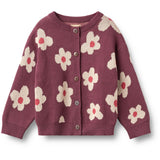 Wheat Eggplant Jacquard Cardigan Alvilda